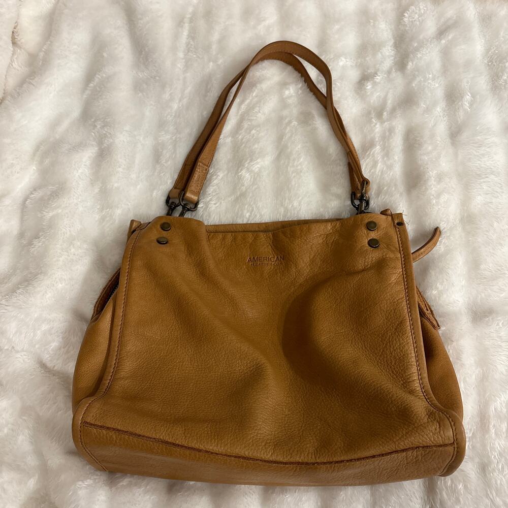 American Leather Co. Lenox Triple Entry Satchel Tan Purse